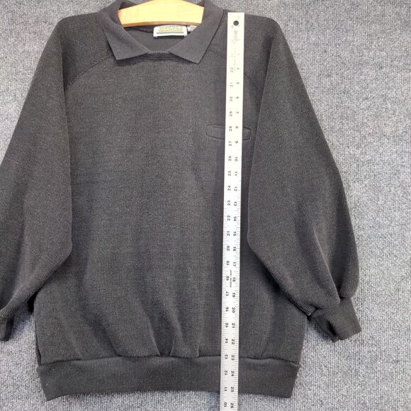 Yellow Cab Co. Men's Knit Polo Sweater Black Large Long Sleeve Polyester Blend - Picture 9 of 11